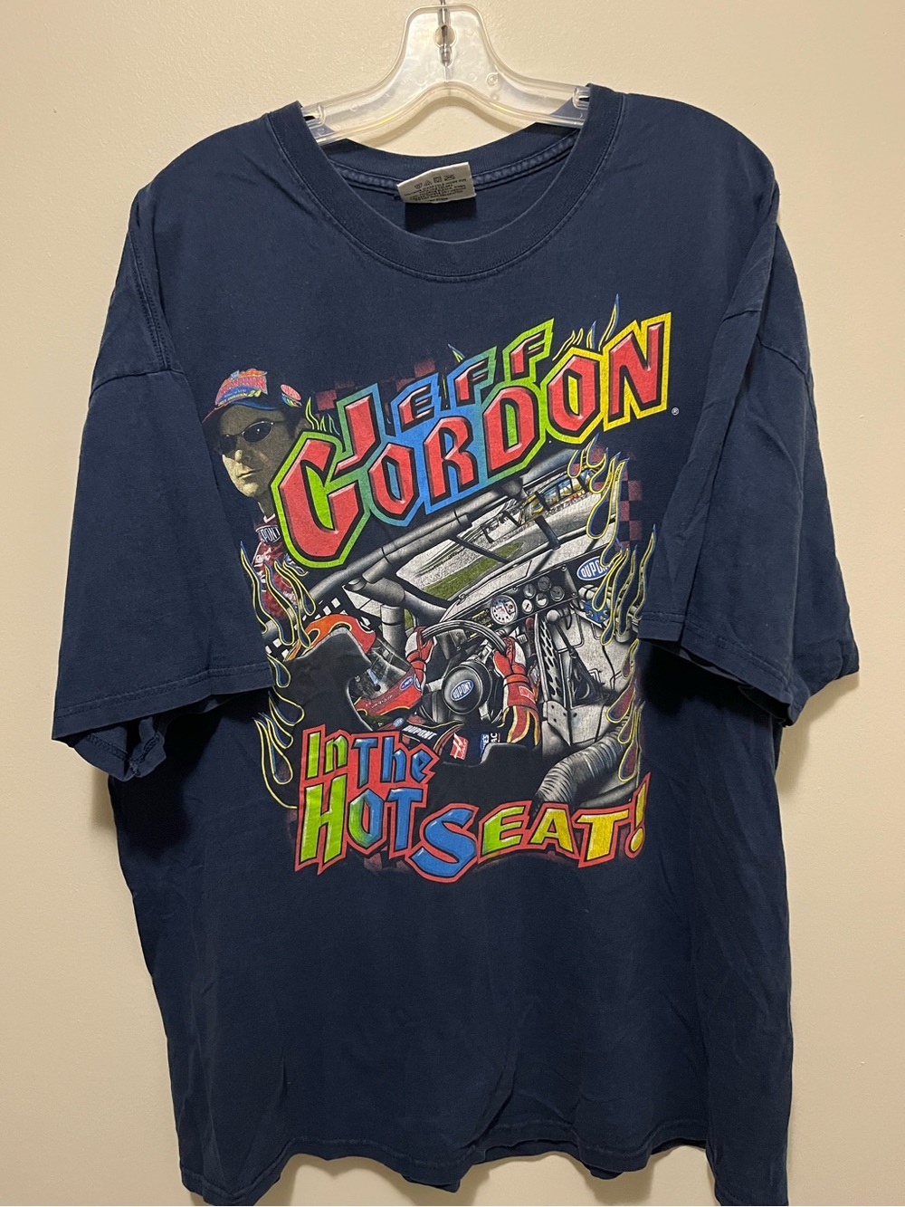 Vintage 2002 NASCAR Jeff Gordon In The Hot Seat Shirt Chase Authentics Blue